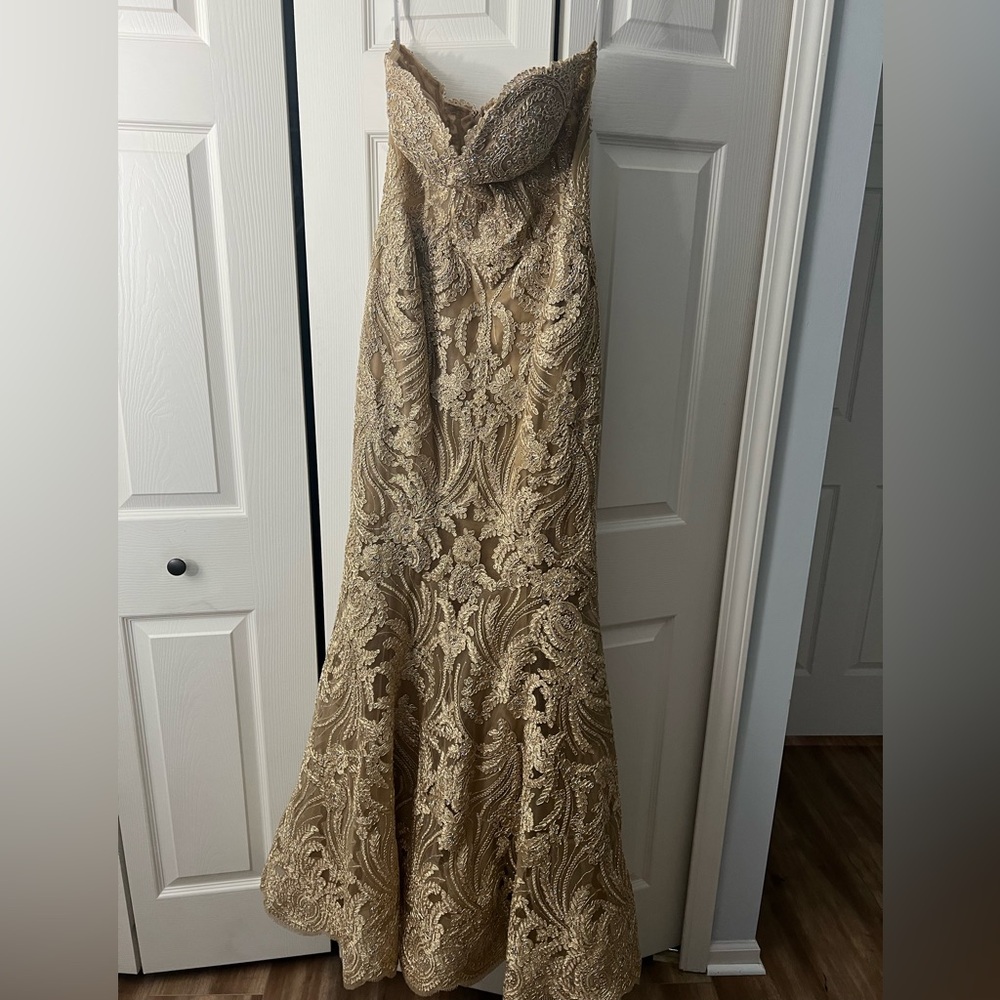 Ellie Wilde Gold Lace Gown